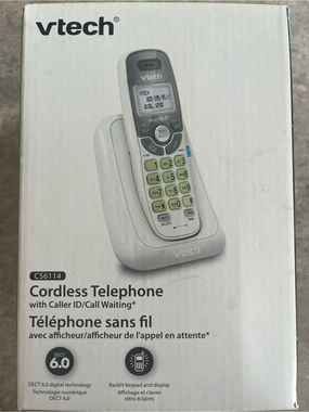 VTech CS6114 Cordless Telephone in White and Green